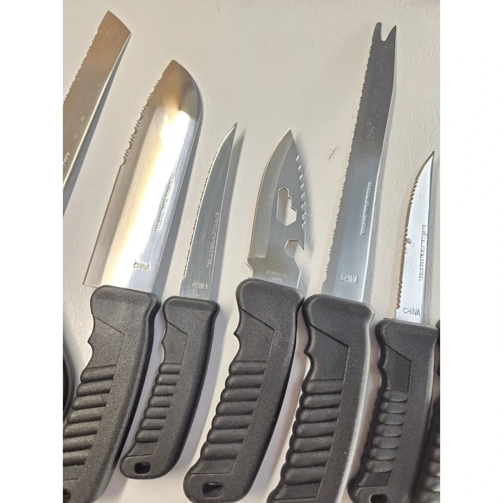 Fishing 9-Piece Knife Set Stainless Steel Fillet Chopper Saw Serrated Surgical